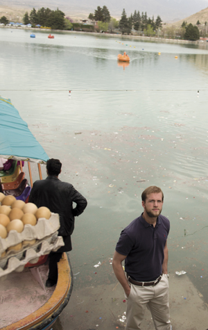Matt Trevithick, Lake Qargha, Kabul, Afghanistan Matt Trevithick, Lake Qargha, Kabul, Afghanistan, Lake Dukan rowing club, Iraq, Boston University rowing team, BU Terriers rowing team