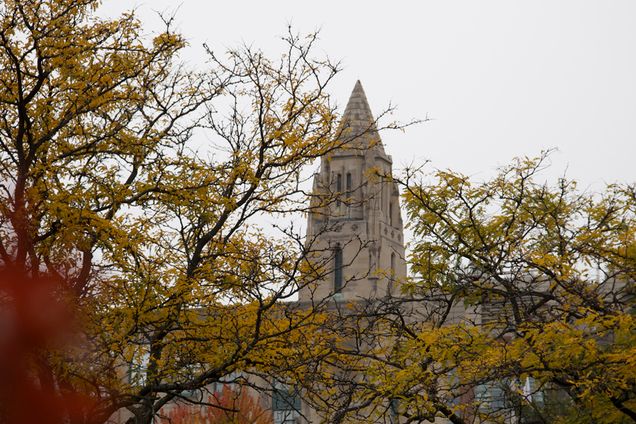Bosotn Universtiy BU, fall foliage, Marsh Chapel