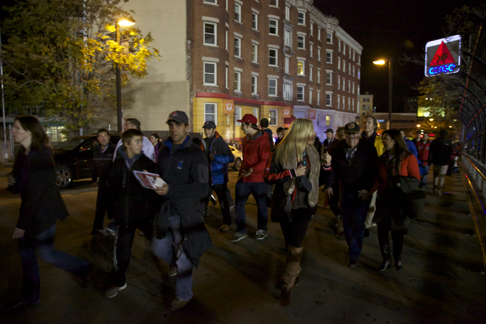 Boston University BU, Kenmore Square, Kenmore Park, World Series, Red Sox baseball, Game one versus St. Louis Cardinals