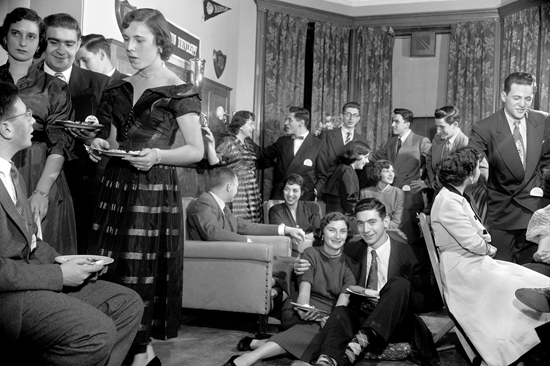 College of Business Administration, fraternity social 1952 Boston University BU, School of Management SMG, centennial, College of Business Administration