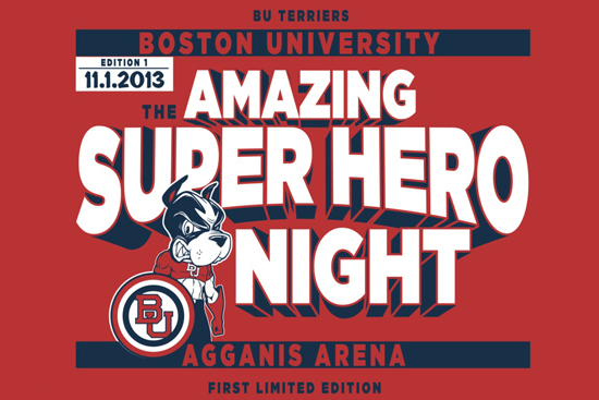 Super Hero Night, BU Mens Hockey Boston University BU, halloween Super Hero Night, BU Mens Hockey