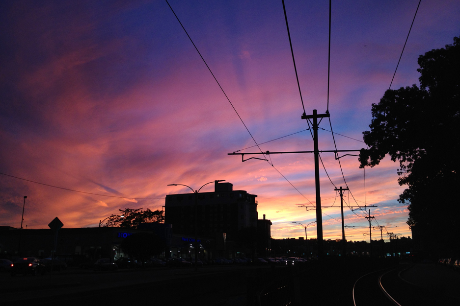 Boston University BU, Commonwealth Avenue, Subway at sundown