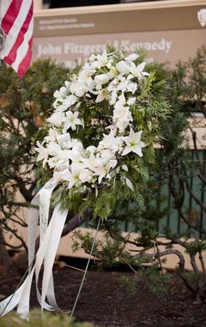 JFK National Historic Site, wreath-laying ceremony Boston University BU, 50 anniversary JFK Assassination, Brookline