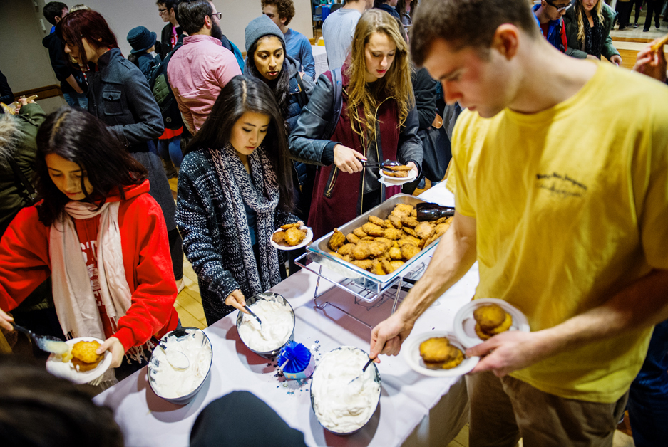 Boston University BU, Hillel House, annual latkepalooza, latke food event
