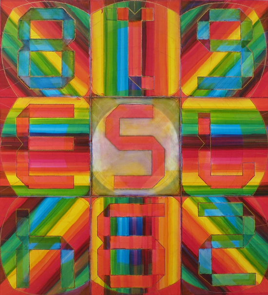 BU Art Gallery, 3rd Order Magic Square for Harmony by Xylor Jane 3rd Order Magic Square for Harmony painting, Xylor Jane, Boston University Art Gallery at the Stone Gallery, Elements, Rudiments, and Principles,
