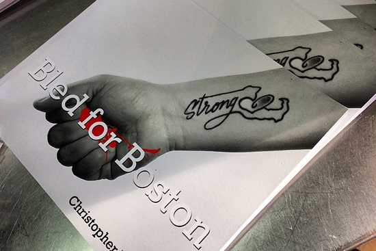 Created by Christopher Padgett, Bled for Boston is a photography project that documents tattoos received in the wake of the 2013 Boston Marathon Bombings. A portion of the proceeds from the sale of the book benefit Spaulding Rehabilitation Hospital. Photo courtesy of Bled for Boston