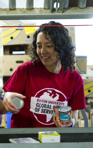 Boston University BU, global days of service, community service volunteer, Greater Boston Food Bank