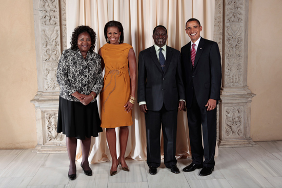 President Barack Obama, First Lady Michelle Obama, Prime Minister of the Republic of Kenya Raila Amolo Odinga, Ida Odinga