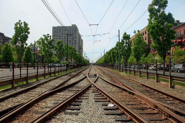 MBTA Green Line tracks, B Train, Commonwealth Ave