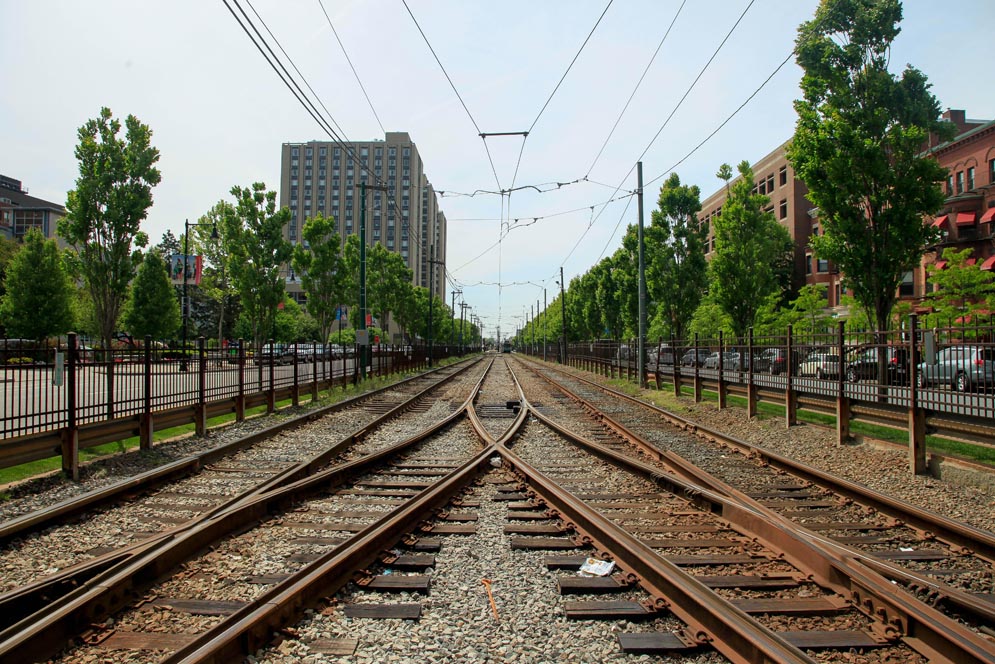 MBTA Green Line tracks, B Train, Commonwealth Ave
