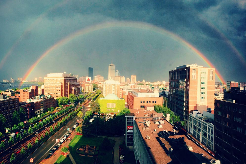 Boston University BU, Charles River Campus, rainbow, commonwealth avenue