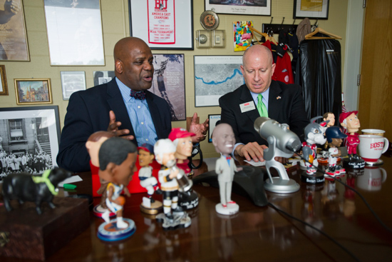 Boston University Dean of Students Kenn Elmore, Assistant Dean of Students Daryl DeLuca, Parents Program radio show