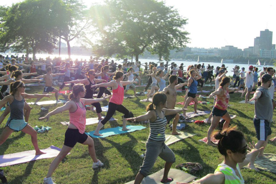 Sunset Yoga Class, Boston Charles River Esplanade, Esplanade Association