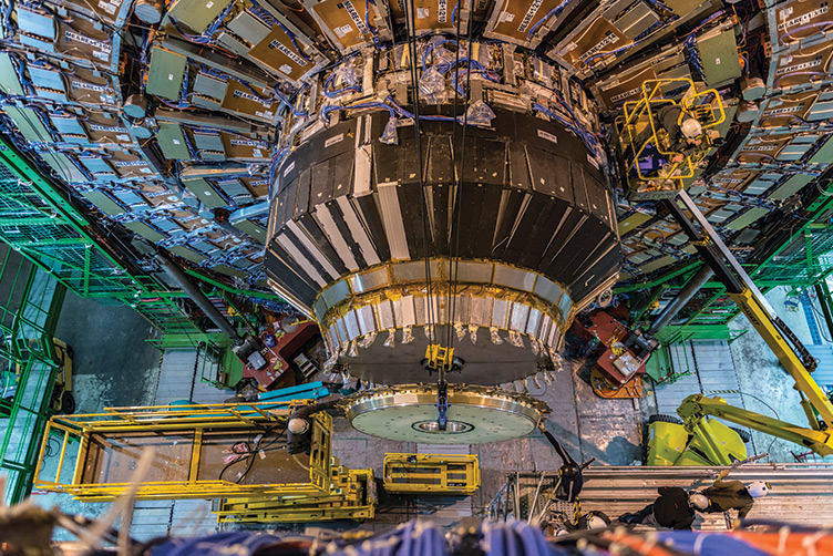 The Compact Muon Solenoid detector. Inside, protons smash together 40 million times a second. Photo courtesy of CERN