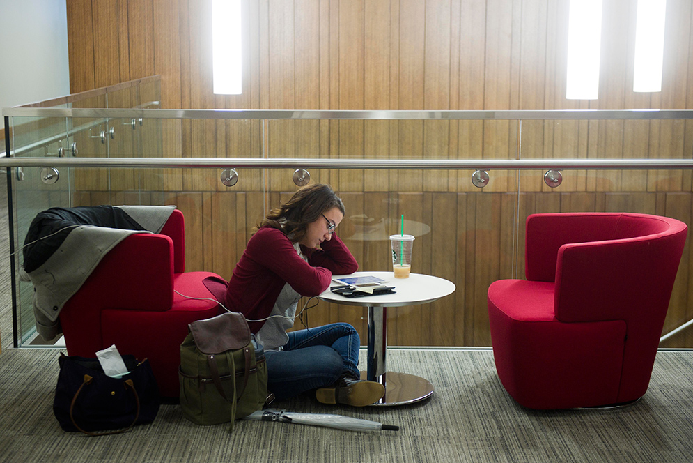 Student studying at Boston University School of Law