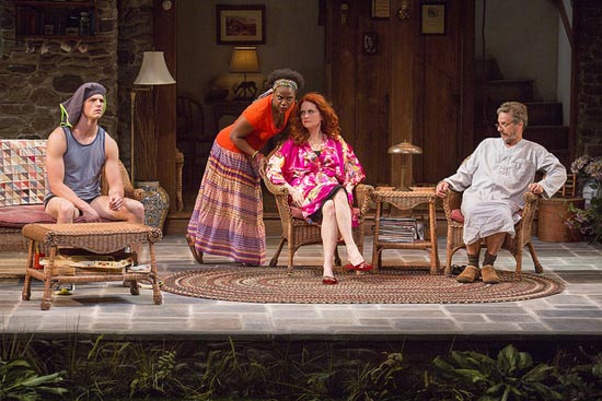 Huntington Theatre Company performers Weaks (from left), Haneefah Wood, Buckley, and Moran in Durang’s comic sendup of the plays of Anton Chekhov.