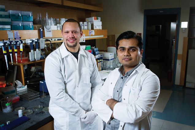 Doug Densmore and Swapnil Bhatia pose for a photo on Friday, February 6, 2015. Photo By Jackie Ricciardi