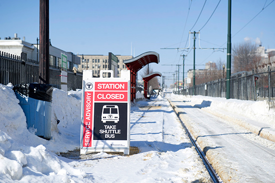 Station Closed sign at Boston University Central T Station