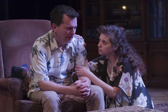 John Kooi as Jack and Maria DeCotis (CFA’15) as his niece, Sonya, share an emotional moment in Uncle Jack.