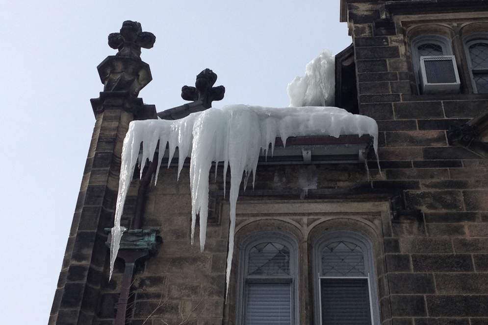 BU Castle, Boston University, Icicles, 2015