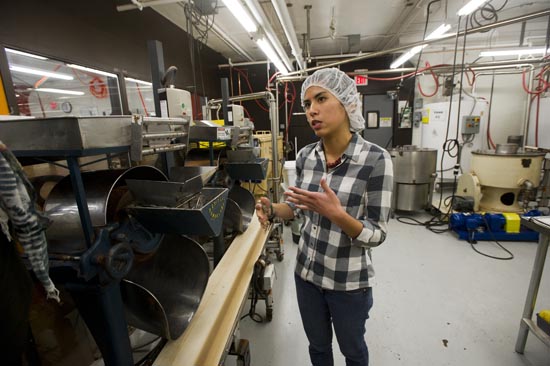 Lucia Austria (MET'14) at the Taza chocolate factory February 26, 2014.