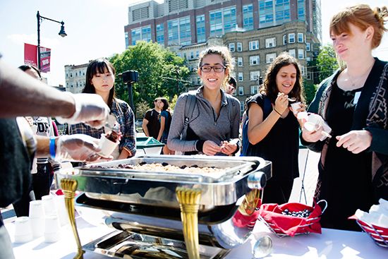 Students sample food at the Boston University Sustainbility Festival
