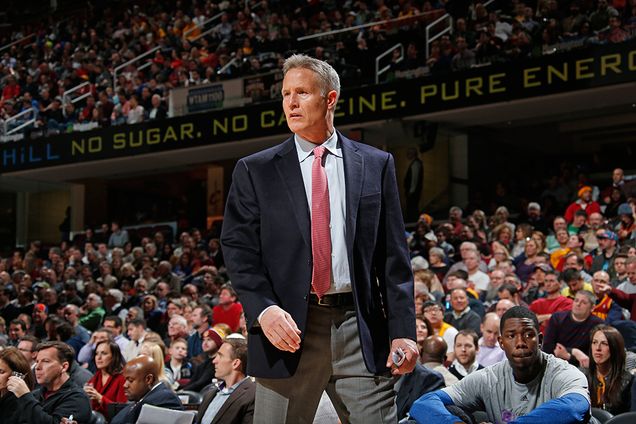 Philadelphia 76ers head coach Brett Brown during a game against the Cleveland Cavaliers