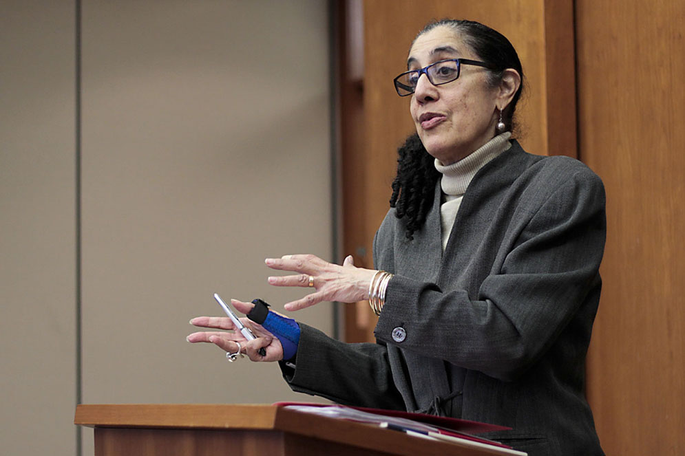 Professor Guinier led a discussion and a re-examination of the old wisdom – the old truths – about higher education and the successful democracy at the Hillel House at Boston University (213 Bay State Road, Boston). Photo by Esther Roe (COM'15)
