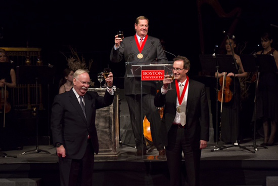 President Robert A. Brown, Robert A. Knox, and Richard C. Shipley at the Campaign for Boston University Gala