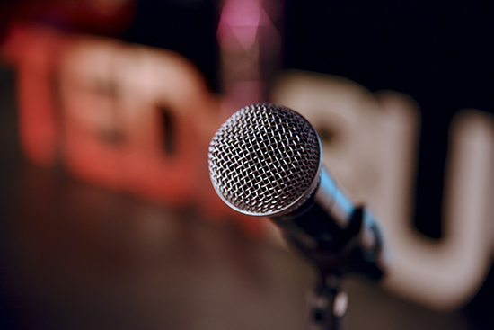 Image of microphone with blurred background