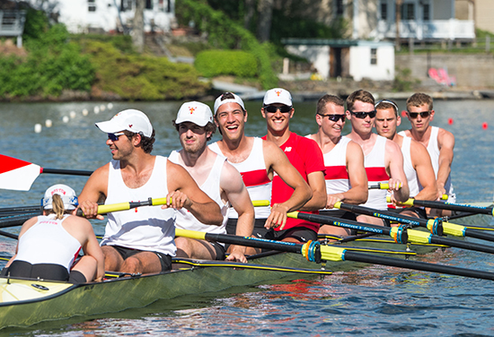 Boston University Men's Rowing Team at the Eastern Sprints Regatta in May