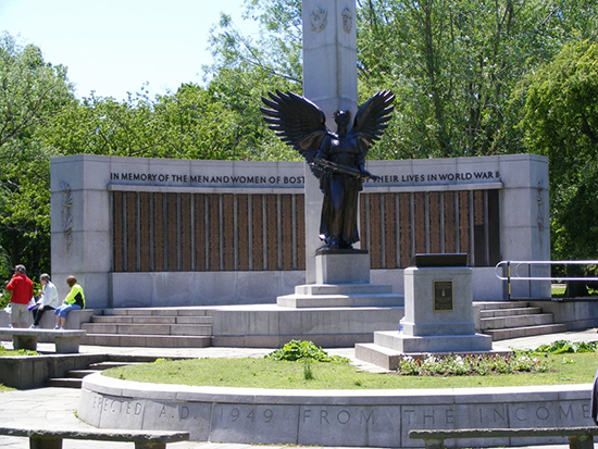 The Back Bay Fens provides a scenic backdrop for the Memorial Day service held at Veterans Memorial Park.