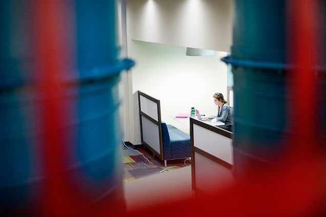a student studying at Boston University Metcalf Science Building