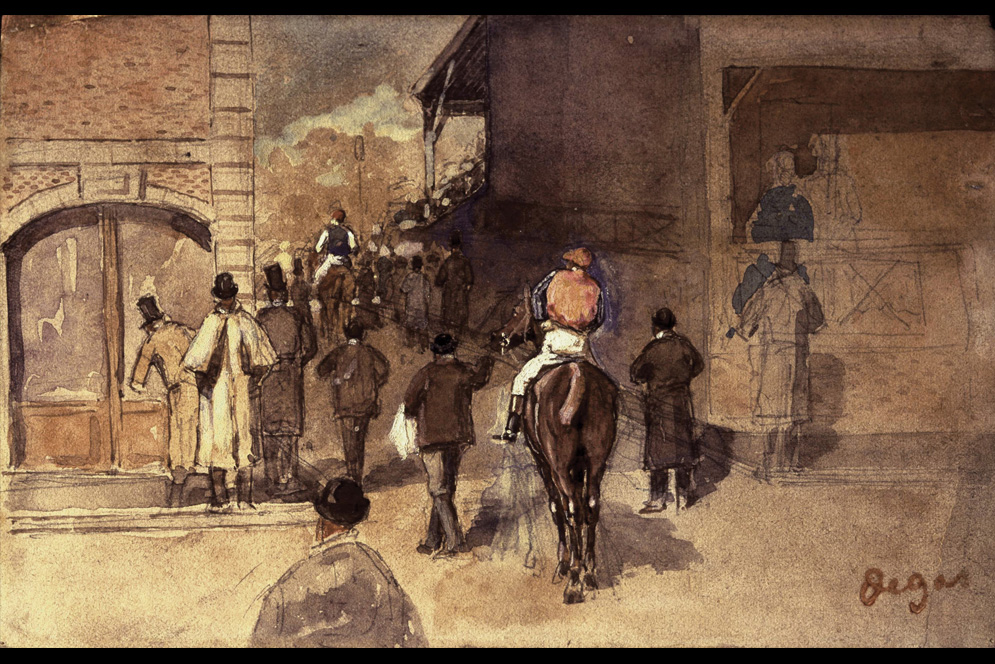 Degas’ La Sortie du Pesage, a small pencil and watercolor on paper, was stolen from the Short Gallery