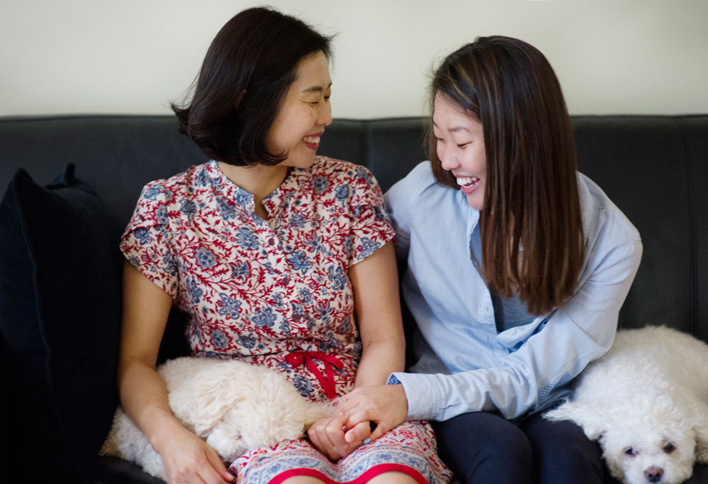 Wooyun Lisa Hong spends time with her mother Hwina and their dogs, Chloe and Lily