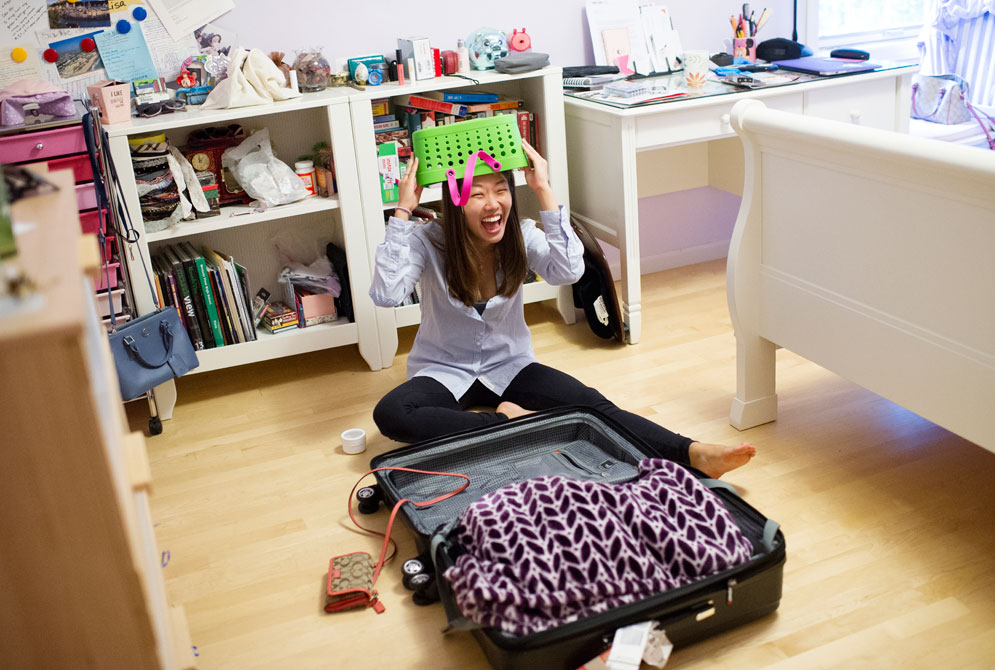 Lisa Hong packs for her move to the Boston University campus