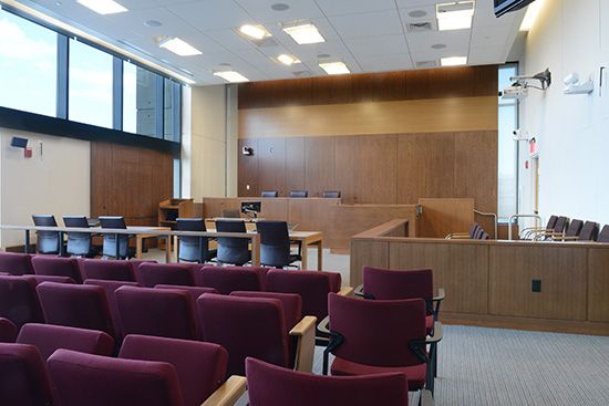 Moot courtroom at Boston University School of Law