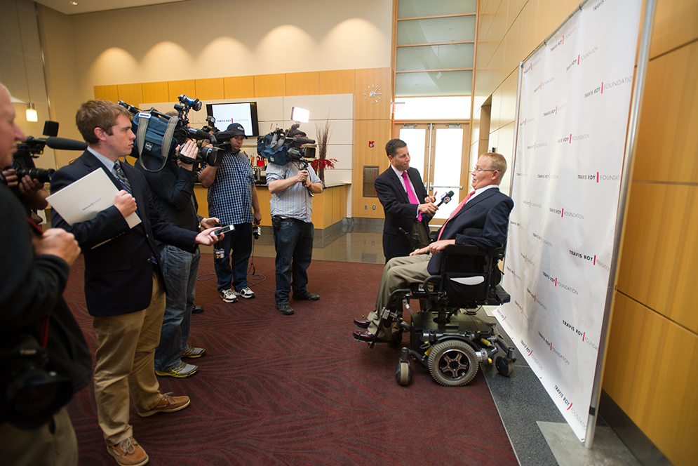 Travis Roy at the Travis Roy Foundation viewing of Roy's ESPN E:60 documentary at Agganis Arena October 20, 2015.