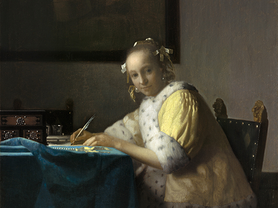 A Lady Writing by Johannes Vermeer (around 1665) is one of 75 pieces by Dutch artists featured in the exhibit Class Distinctions: Dutch Painting in the Age of Rembrandt and Vermeer on view at the Museum of Fine Arts. Photo courtesy of the Museum of Fine Arts