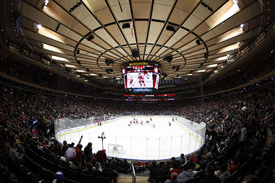 BU is 3-0-1 so far in Red Hot Hockey bouts. The team is hoping for another win against Cornell on Saturday, November 28. Photos by Scott Levy/MSG  