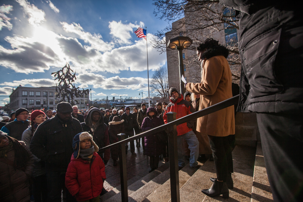 Peace Rally celebrating Martin Luther King Day on Marsh Plaza at Boston University