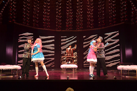 John Allen Nelson (CFA ’16), Helen Hassinger (CFA’16), Jorgeandres Camargo (CFA’16), Alexandra Rodrick (CFA ’16), John David Nevergall (CFA ‘16), in a scene from the CFA production of Mozart's Così fan Tutte, which runs through Sunday, Feb. 28 at the BU Theater. Photos by Oshin Gregorian