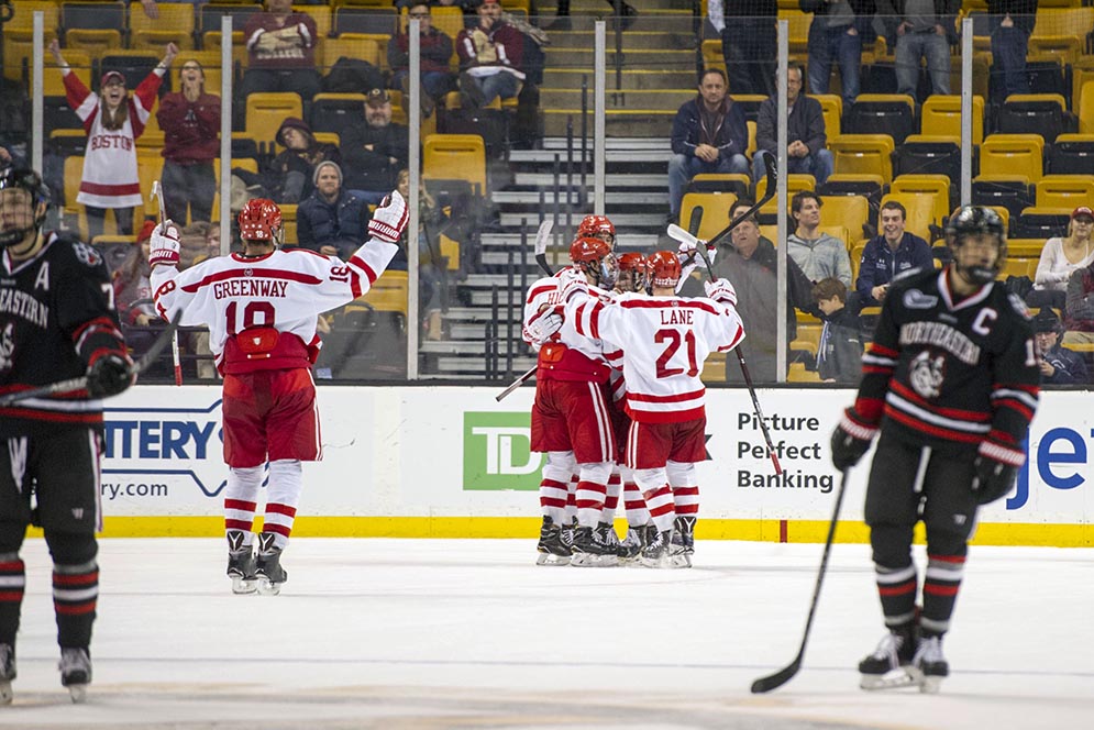 Boston University BU Men's Hockey wins against Northeastern in the 2016 Beanpot Tournament