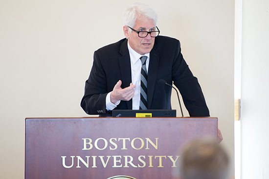 Don Thea, School of Public Health professor of global health and director of the BU Center for Global Health and Development, speaks at the Zika conference