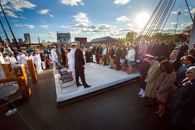 BU NROTC participates in a Commissioning Ceremony aboard the USS Constitution on Monday, May 16, 2016