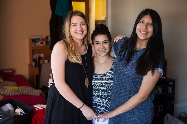 Close friends and roommates from left, Franny Lown (CAS'16), Angelica Silva (CAS'16) and Gabby Vasquez (SGT'16)
