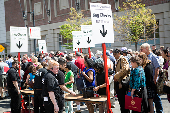 Security checkpoint at Boston University Commencement ceremony