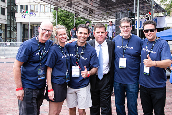 Boston Mayor Marty Walsh with Boston TechJam Workers in 2015