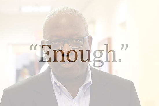 Enough Gun Violence Campaign image of Harold Cox, associate dean for public health practice and an associate professor of community health sciences at Boston University School of Public Health