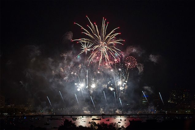 Fireworks display in along the Esplanade in Boston, July 4, 2016